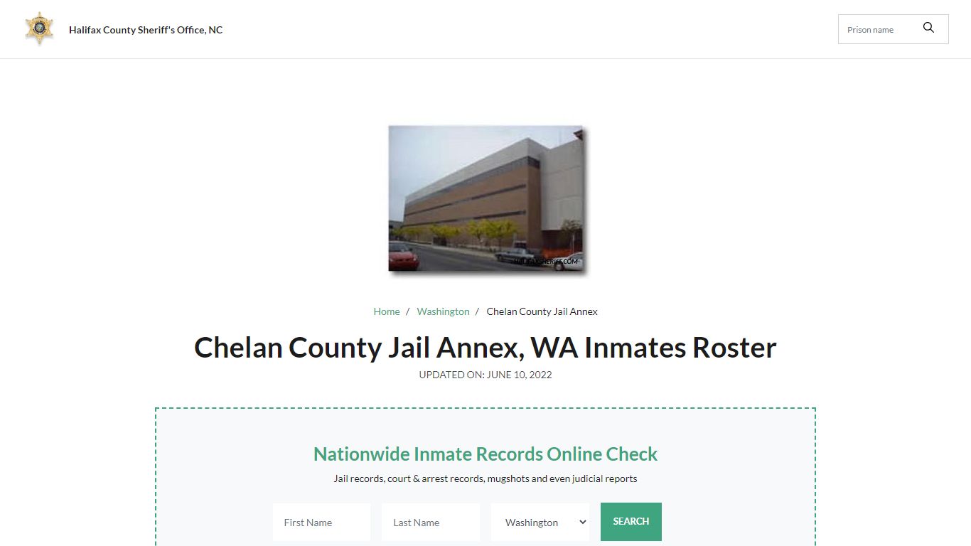 Chelan County Jail Annex, WA Jail Roster, Name Search